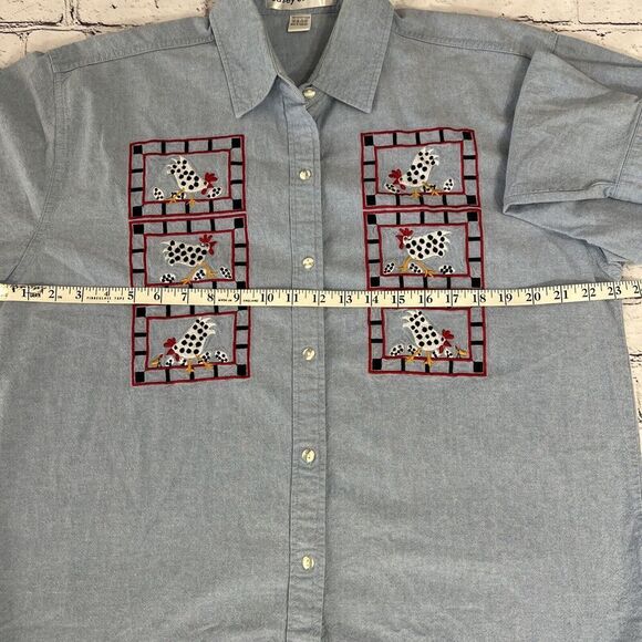 Vintage Casey Coleman Chicken Egg Farmhouse Embroidered Button Shirt Women’s XL? - Picture 4 of 10